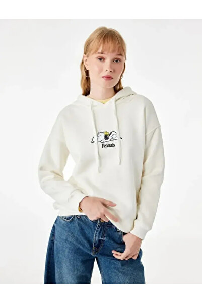 Koton Snoopy Lisanslı Arkası Baskılı Şardonlu Kapüşonlu Sweatshirt