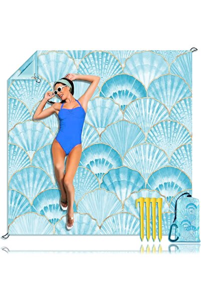 Generic Beach Blanket Sandproof Waterproof 79 x 83 Oversized Beach Mat Sand F...