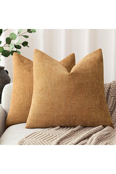 Generic Pack of 2 Soft Textured Chenille Throw Decorative Pillow Covers Squar...