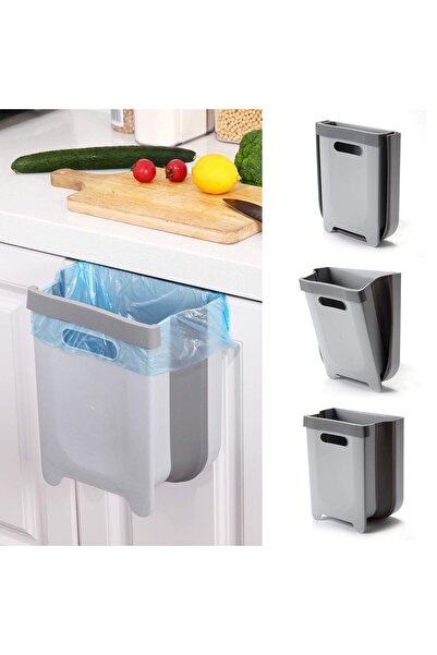 Generic Hanging Collapsible Trash Can - 9L Wall Mounted Foldable Waste Bin fo...
