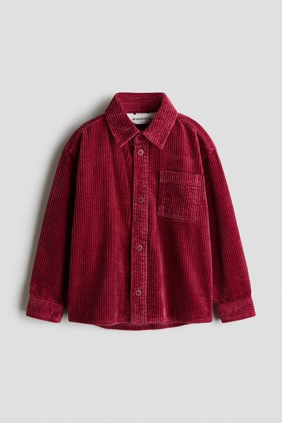 H&M Pamuklu ve Fitilli Kadife Overshirt Gömlek