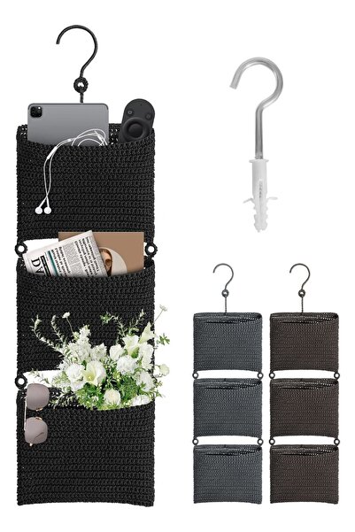 Generic Hanging Wall Basket, 3-Tier Storage Organizer with Hooks, Space-Savin...