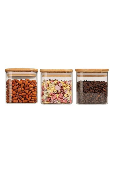 Generic Glass Storage Jars with Airtight Bamboo Lid,3 Pack Glass Food Storage...