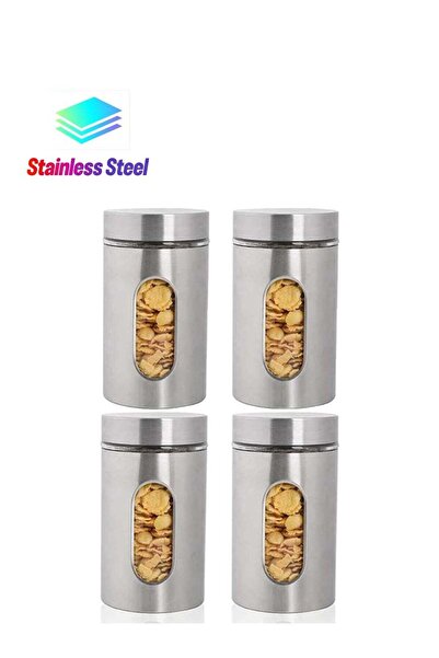 Generic 4 piece set Stainless Steel Food Storage Canister Sets with Glass Vis...