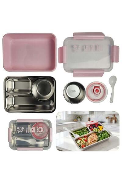 Generic SOBHYS Stainless Steel Lunch Box with Removable Inner Tray, Sauce Con...