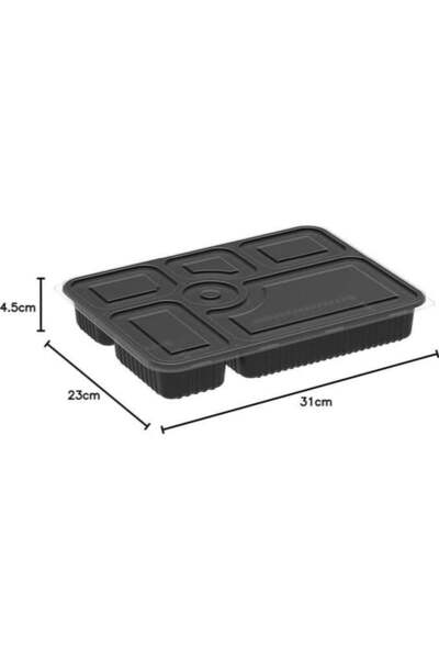 Generic Rectangular Black Container - 6 portions (10 pcs)