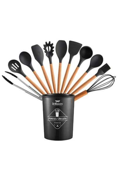 Generic Utensil Set (12 Pieces) for Kitchen with Holder Non-Stick Cooking Sil...