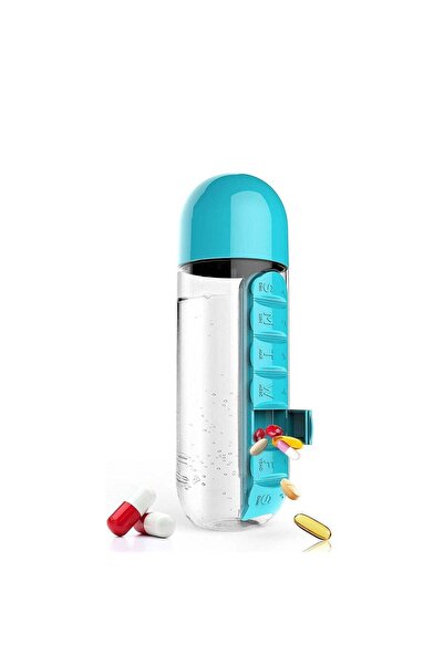 Generic Blue 2 in 1 Portable Water Bottle with Built in Tablet Box Organizer ...
