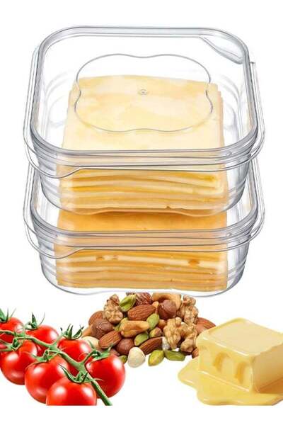 Generic 2Pcs Refrigerator Cheese Container Clear Plastic Reusable Storage Hol...