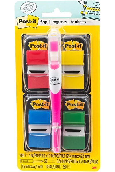 Post it Gift أعلام لاصقة مقاس 1 بوصة مع موزعات، 1 × 1.7 بوصة (25.4 × 43.2 مم)...
