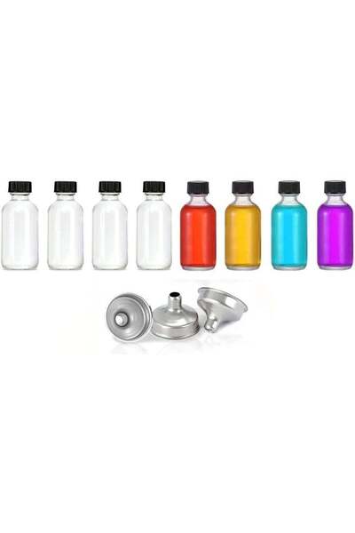 Generic 8 Pcs 2 Oz Clear Glass Sample Bottles with Airtight Lids, Boston Roun...