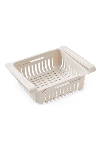 Generic Retractable Fridge Organizer Pull Out Drawer Beige 20x16x8cm