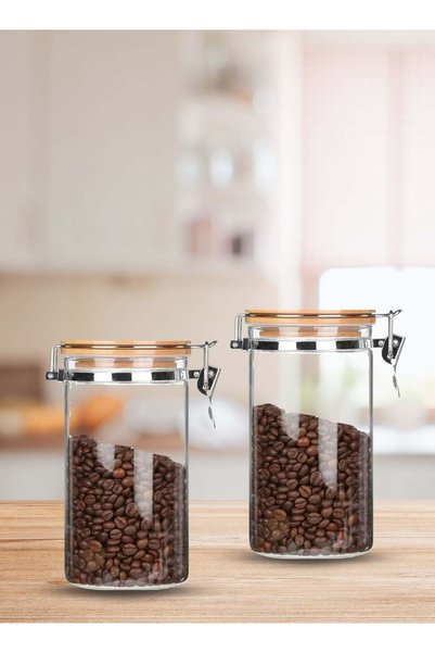Generic Set of 2 -750 ML Borosilicate Glass Storage Jar With Clip and Airtigh...