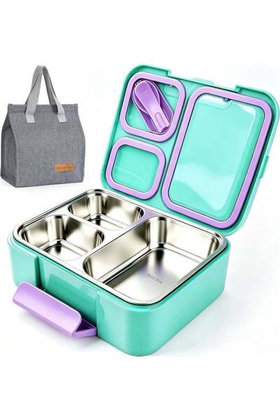 Generic 304 Stainless Steel Bento Lunch Box for Kids, 3-Compartment Leakproof...
