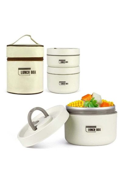 Generic 970ml 2-Layer Stainless Steel Insulated Lunch Box with Lunch Bag Stac...