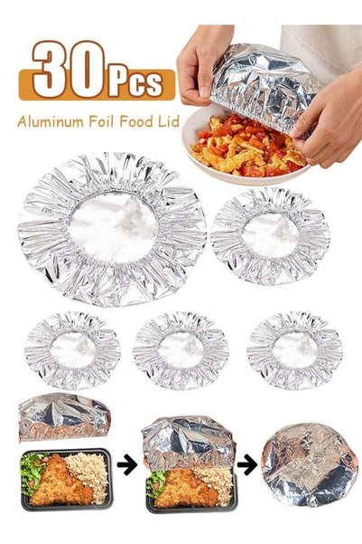 Generic 30 Pcs Reusable Aluminum Foil Food Covers, Pack Food Grade Heat Prese...