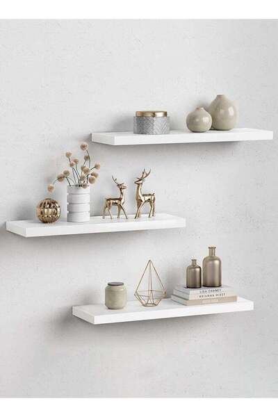 Generic White Three-Layer Floating Shelves, Decorative Wall Bathroom Hanging ...