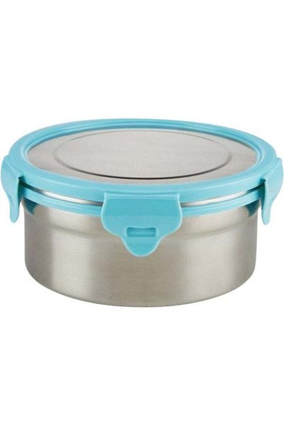 Generic Borosil Stainless Steel Leak-Proof Lunch Box with Blue Lid - 900 ml R...
