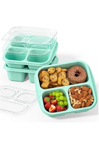 Generic Snack Boxes (3 Pack) - Stackable Bento Boxes with 3 Compartments, Mea...