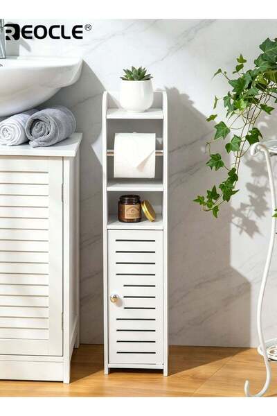 Generic Toilet Paper Holder Stand with Storage Cabinet Design and Space Savin...