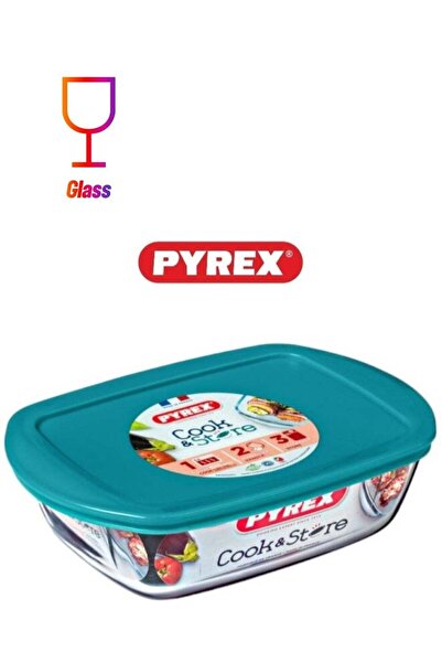 Generic Pyrex Cook & Store Rectangular Glass Dish with Green Lid (400ml, 17x1...