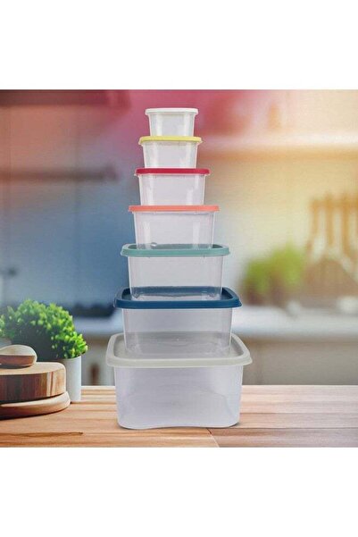 Generic FEELINGS FOOD CONTAINER PLASTIC SQUARE W/ RAINBOW LIDS 7SET 5350 ML, ...