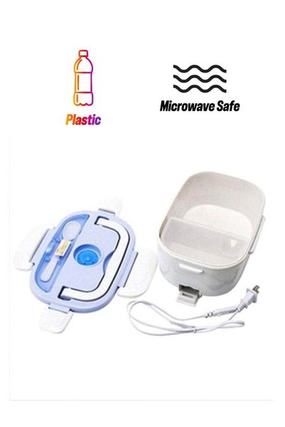 Generic Electric Lunch Box Set White/Blue 3Liters