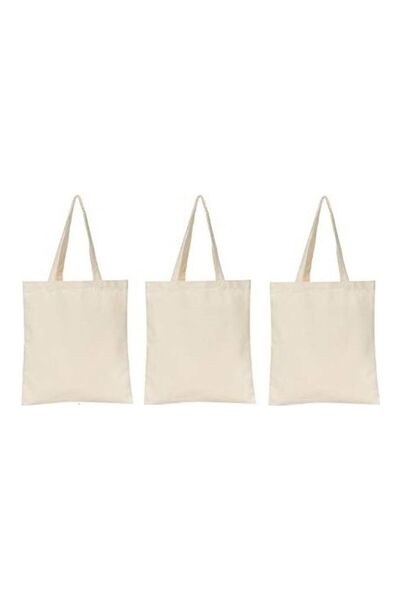 Generic 3-Piece Cotton Tote Bags White 42x38cm