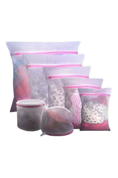 Generic 7-Piece Zipper Laundry Bags Set Pink