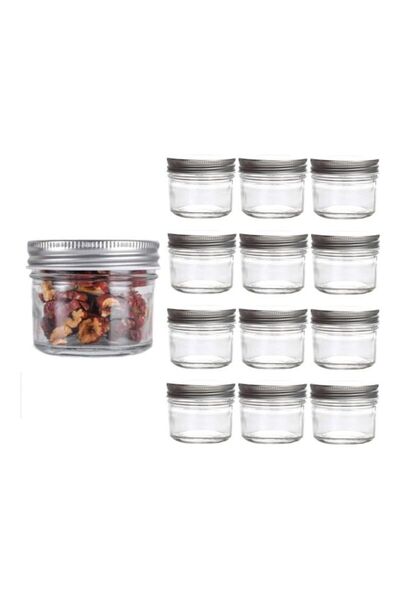 Generic 12-Piece Mason Jar With Lid Set Clear/Silver 100ml