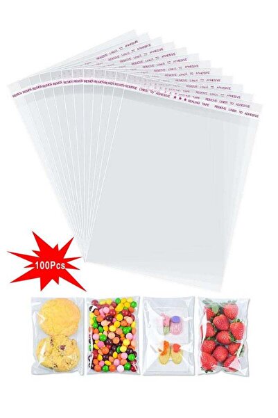Generic Clear Cellophane Bags, 100 Pcs Large Resealable Self-Adhesive Food Gr...