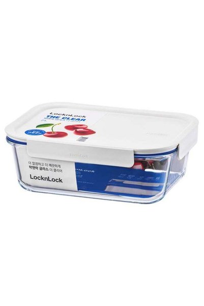 Generic LocknLock Clear Glass Rectangular 630ml White - Durable, Airtight, He...