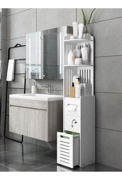 Generic 𝐅𝐅𝐃 Slim Bathroom Corner Storage Cabinet, 5-Tier Freestanding Shel...
