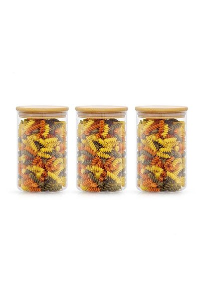 Generic 400 ML Clear High Borosilicate Glass Canisters with Lids Set of 3, BP...