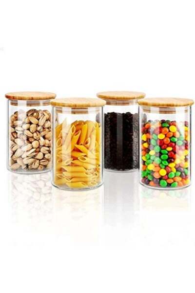 Generic Glass Storage Jar Containers Set,Spice Jar Set,4 Piece Glass Jar with...