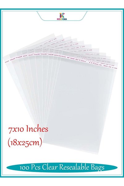 Generic 100Pcs Clear Resealable Bags, Self-Sealing Cellophane Packaging Bags,...