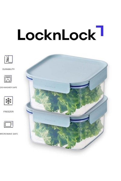 Generic LocknLock Classic Plus Square Food Container 1.25L (PACK of 2) – Mint...