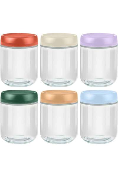 Generic YOUWE7 6 Pack Glass Overnight Oats Containers with Lids in Vibrant Co...