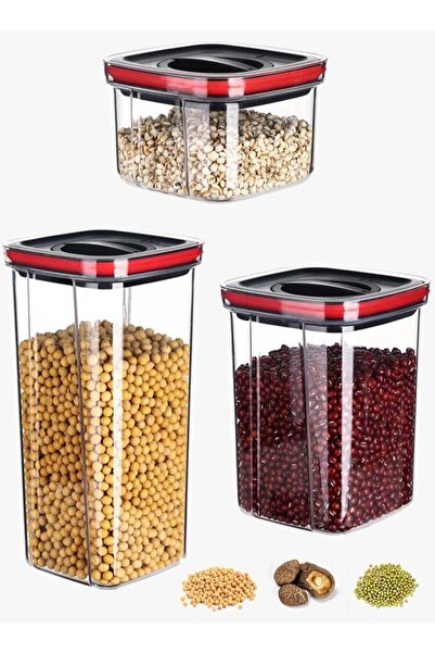 Generic 3 pieces covered food storage container for kitchen organization, pla...