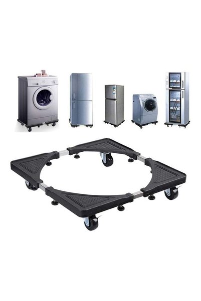 Generic Adjustable Moving Washing Machine And Refrigerator Stand Black/Silver...