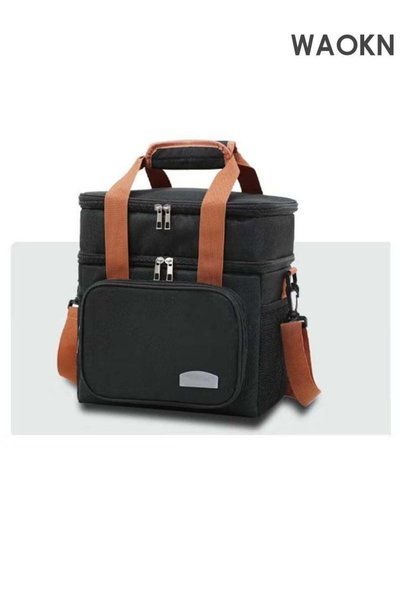 Generic Lunch tool bag, black double-layer insulated lunch bag, enlarged and ...