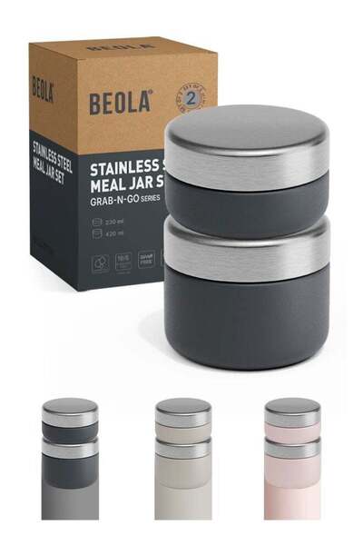 Generic BEOLA Set of 2 Single Wall Stainless Steel Food Jars, Stainless Steel...