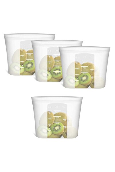 Generic Reusable Silicone Food Storage Bags Quart 4 Pack, Stand Up Ziplock Re...