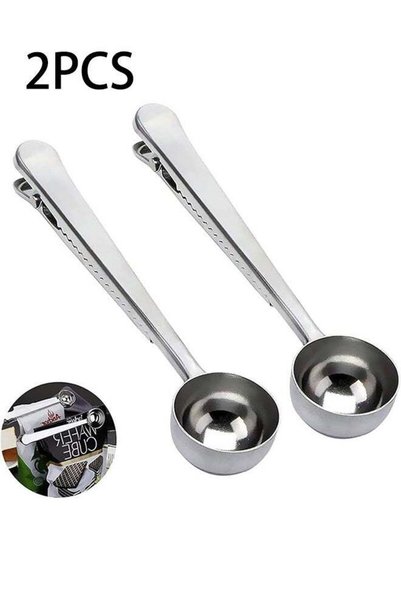 Generic Coffee Bean Spoon and Seal Clip Combination, Coffee Spoon Clamp Stain...