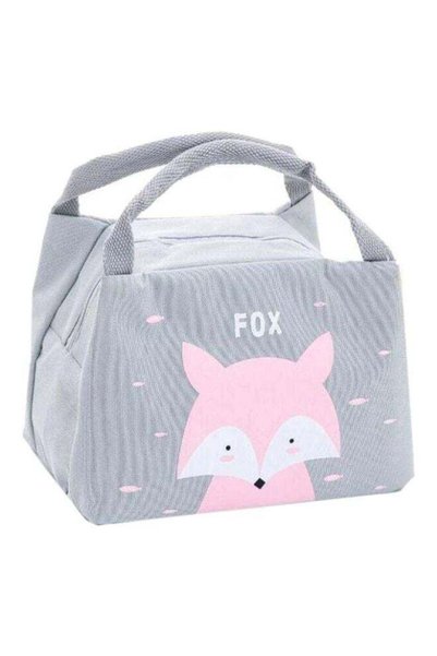 Generic Printed Insulated Thermal Lunch Bag Grey/Pink