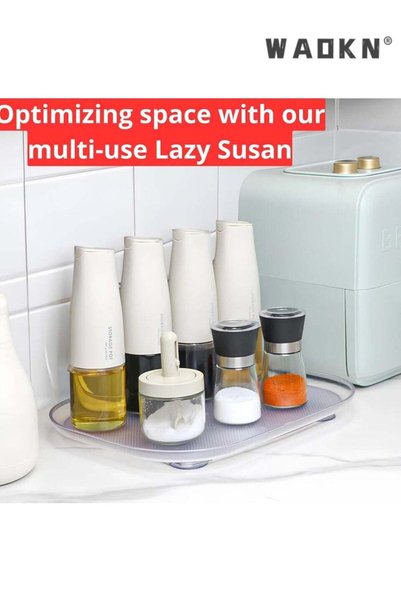 Generic Turntable Organizer for Refrigerator, 15.68'' Clear Slide 360° Rotati...