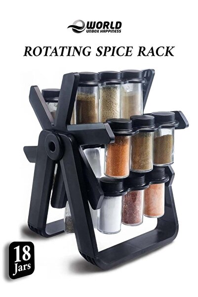 Generic Rotating Spice Organizer for 18 Spice Jars | 360° Rotating Rack with ...