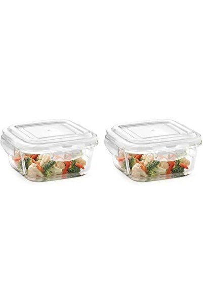 Generic Square Glass Storage Container with Air Tight Lid, 520 ml (Pack of 2)