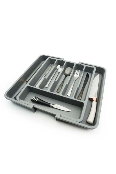Generic Beram Expandable Kitchen Drawer Organizer Tray – Grey 33×37.5×5 cm BP...