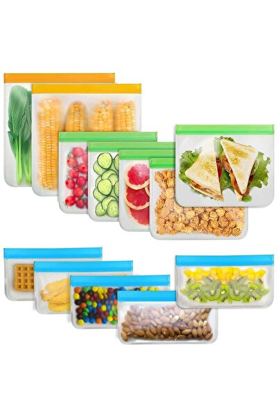 Generic 10 Pcs Reusable Food Storage Bags, Multisize Leak Proof Freezer Bags,...